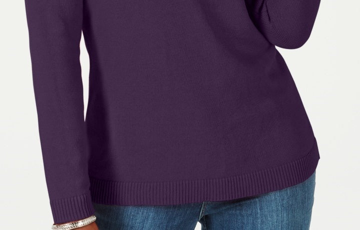 Karen Scott Suéter Feminino de Algodão com Gola V e Hardware Roxo Tamanho XS