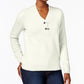 Karen Scott Suéter Henley Feminino Petite Cotton Toggle Branco Tamanho Petite Grande