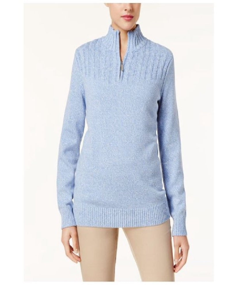 Karen Scott Suéter Feminino Manga Longa Gola Alta Azul Tamanho Pequeno