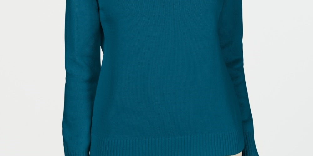 Karen Scott Suéter Feminino de Algodão com Zíper e Gola Verde Tamanho XS