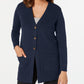 Karen Scott Cardigan Feminino com Botões Frontais e Pontos Mistos, Azul Marinho, Tamanho XS