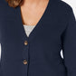 Karen Scott Cardigan Feminino com Botões Frontais e Pontos Mistos, Azul Marinho, Tamanho XS