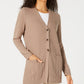 Karen Scott Cardigan Feminino com Botões Frontais e Pontos Mistos, Marrom, Tamanho XS