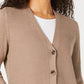 Karen Scott Cardigan Feminino com Botões Frontais e Pontos Mistos, Marrom, Tamanho XS