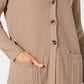 Karen Scott Cardigan Feminino com Botões Frontais e Pontos Mistos, Marrom, Tamanho XS