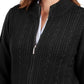 Cardigan feminino Karen Scott com zíper e tricô, preto, tamanho XS