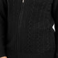 Cardigan feminino Karen Scott com zíper e tricô, preto, tamanho XS