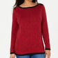 Karen Scott Suéter Feminino de Algodão com Acabamento Contrastado Vermelho Brilhante Tamanho XS