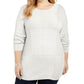 Karen Scott Túnica Plus Feminina Leve Patchwork Inverno Branco Tamanho 2X