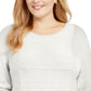 Karen Scott Túnica Plus Feminina Leve Patchwork Inverno Branco Tamanho 2X