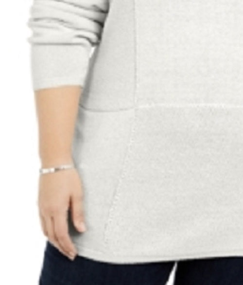 Karen Scott Túnica Plus Feminina Leve Patchwork Inverno Branco Tamanho 2X