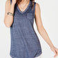 Blusa feminina estilo &amp; co com bolso no peito e estampa burnout, tamanho médio, azul-marinho