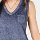 Blusa feminina estilo &amp; co com bolso no peito e estampa burnout, tamanho médio, azul-marinho