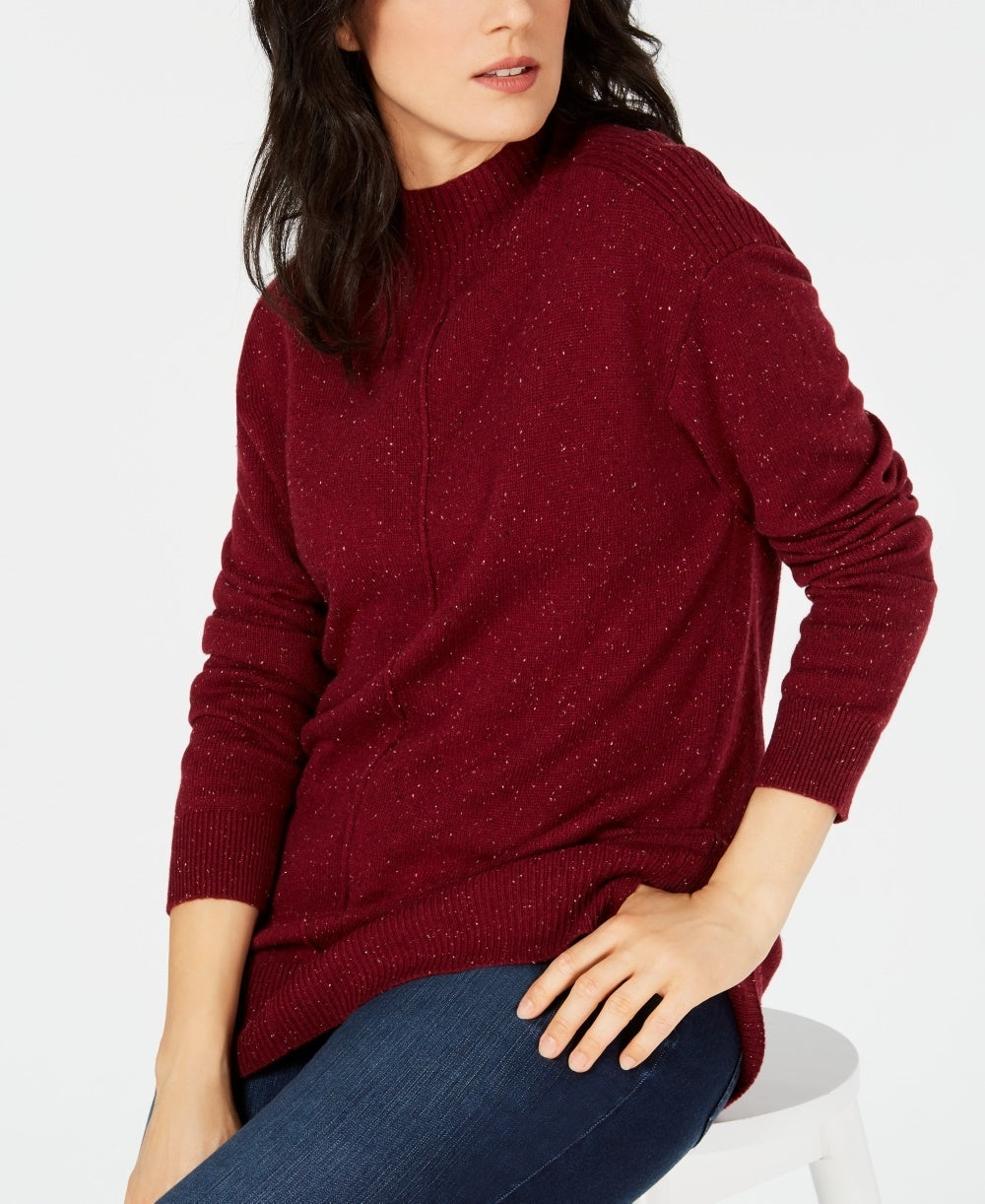 Karen Scott Suéter Feminino Gola Falsa com Brilho Vermelho Tamanho P