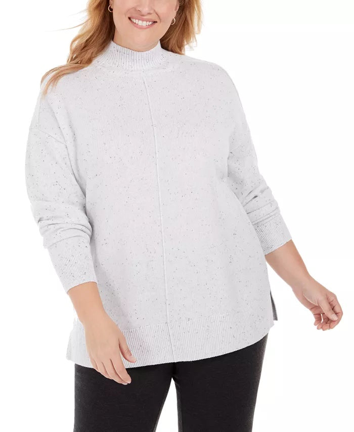 Karen Scott Suéter feminino plus size leve, branco, tamanho 0X