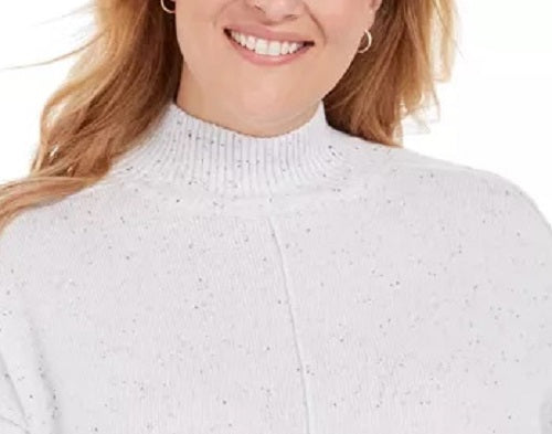 Karen Scott Suéter feminino plus size leve, branco, tamanho 0X