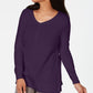 Suéter feminino Karen Scott de algodão com pontos mistos, roxo, tamanho X-S