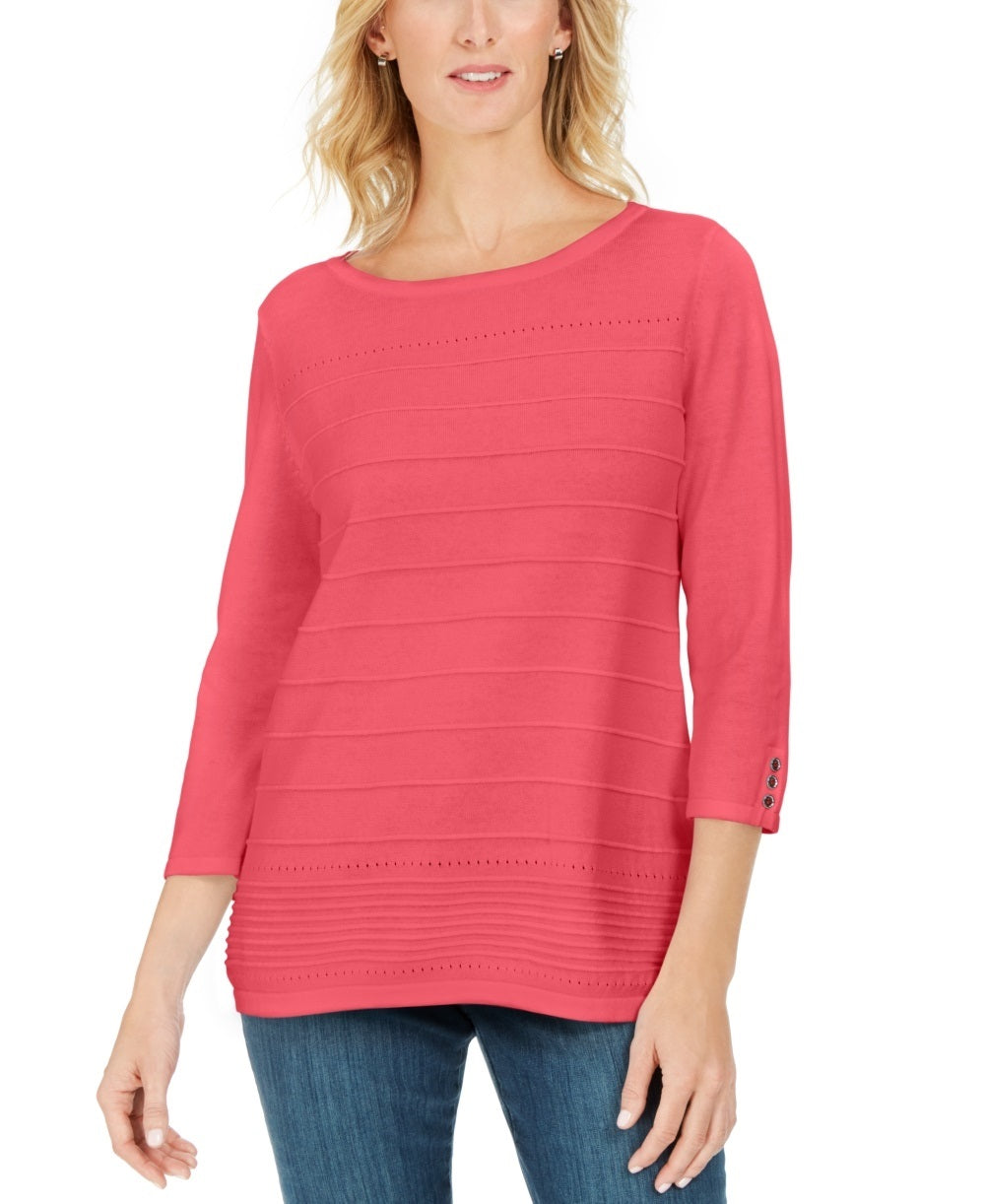 Karen Scott Suéter Feminino Manga 3/4 Canelado Laranja Tamanho Médio