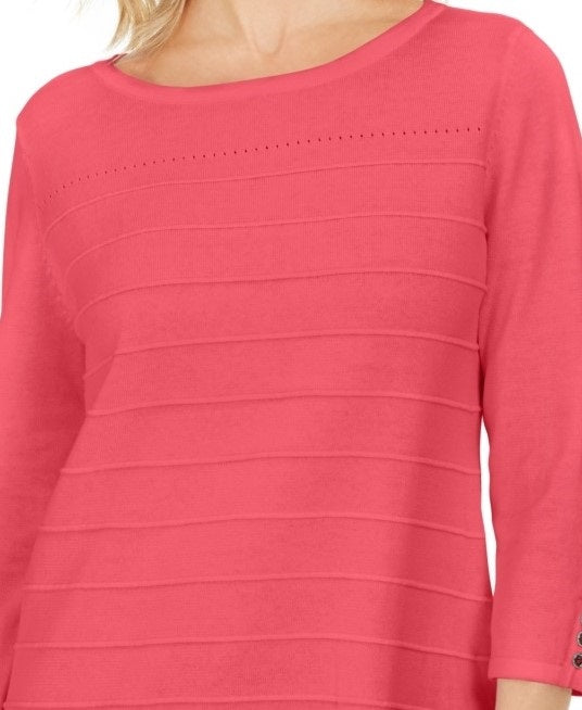 Karen Scott Suéter Feminino Manga 3/4 Canelado Laranja Tamanho Médio