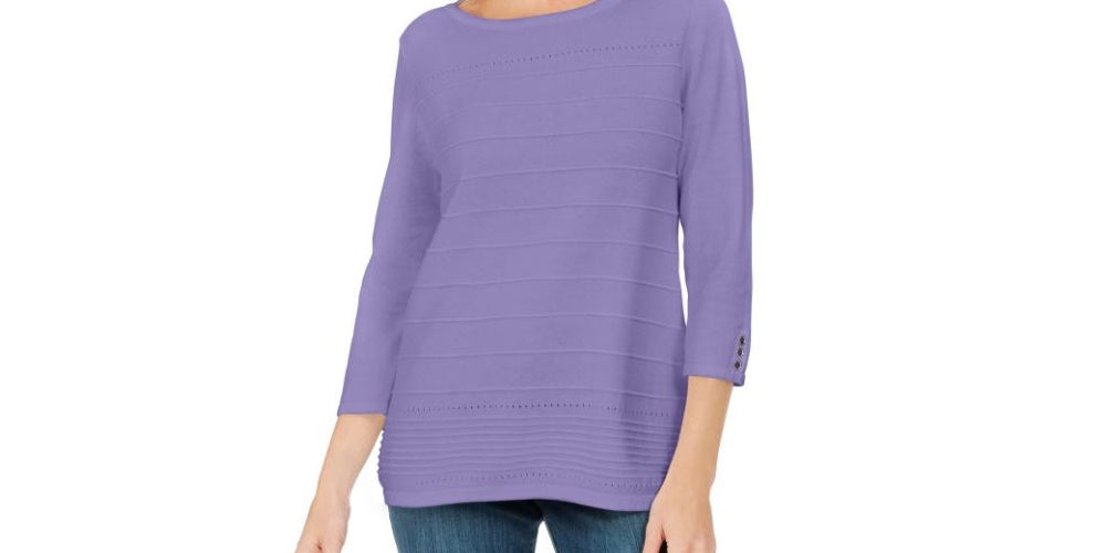 Karen Scott Suéter Feminino Manga 3/4 Canelado Roxo Tamanho Grande