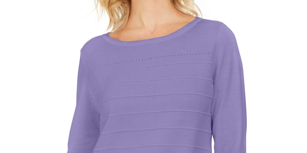 Karen Scott Suéter Feminino Manga 3/4 Canelado Roxo Tamanho XS
