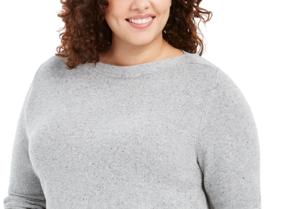 Túnica feminina Karen Scott Plus Size com bainha curva, cinza 0X