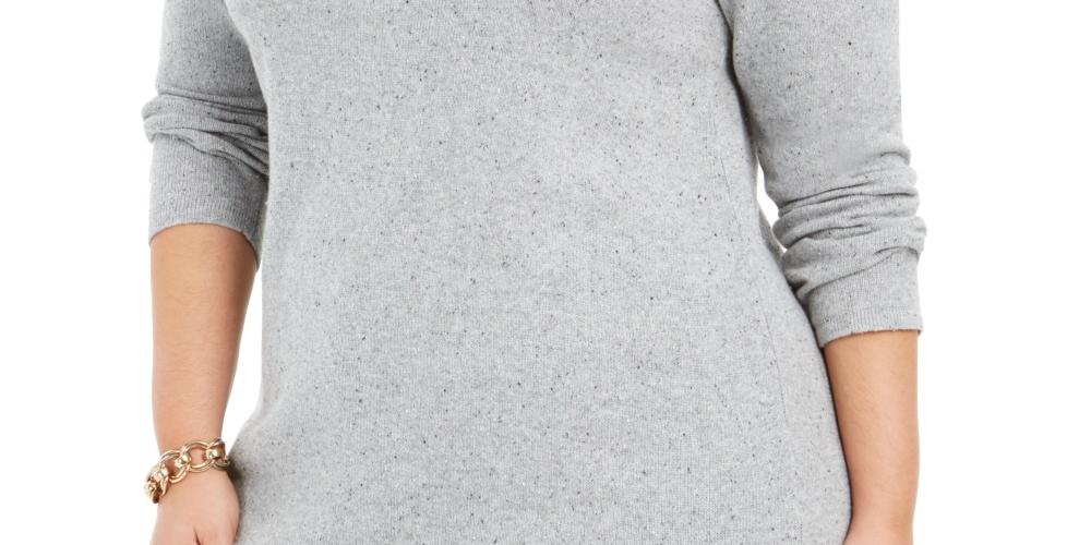 Túnica feminina Karen Scott Plus Size com bainha curva, cinza 0X