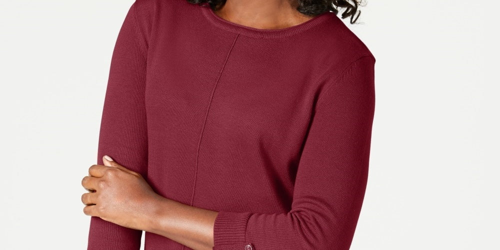 Suéter feminino Karen Scott de algodão vermelho tamanho X-S