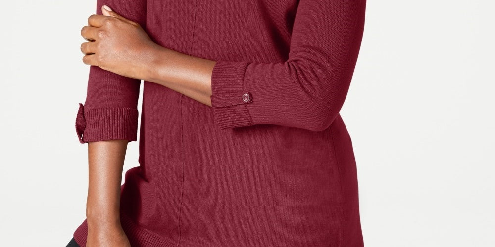 Suéter feminino Karen Scott de algodão vermelho tamanho X-S