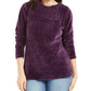 Karen Scott Suéter Feminino Petite Gola Envelope Chenille Roxo Tamanho Petit