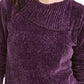 Karen Scott Suéter Feminino Petite Gola Envelope Chenille Roxo Tamanho Petit