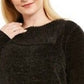 Karen Scott Suéter Feminino Plus Size Chenille Gola Dividida Preto Tamanho 1X