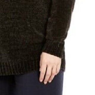 Karen Scott Suéter Feminino Plus Size Chenille Gola Dividida Preto Tamanho 1X