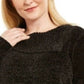 Karen Scott Suéter Feminino Plus Size Chenille Gola Dividida Preto Tamanho 3X