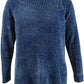 Karen Scott Suéter Feminino Plus Size Chenille Gola Dividida Azul Escuro Tamanho 3X