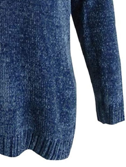 Karen Scott Suéter Feminino Plus Size Chenille Gola Dividida Azul Escuro Tamanho 3X