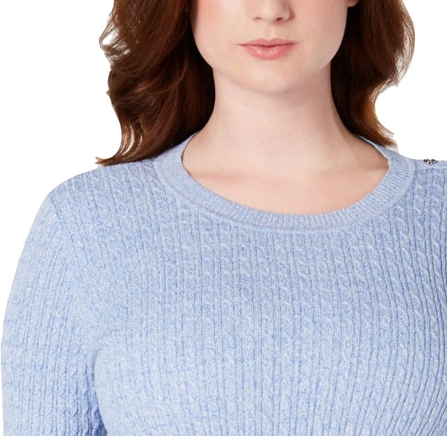 Karen Scott Suéter de tricô trançado de algodão para bebê feminino, azul, tamanho pequeno