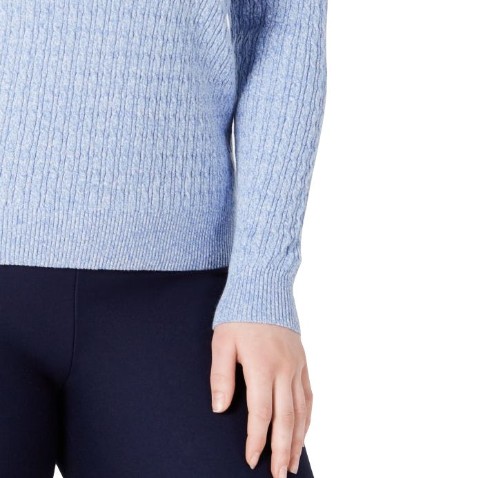 Karen Scott Suéter de tricô trançado de algodão para bebê feminino, azul, tamanho pequeno