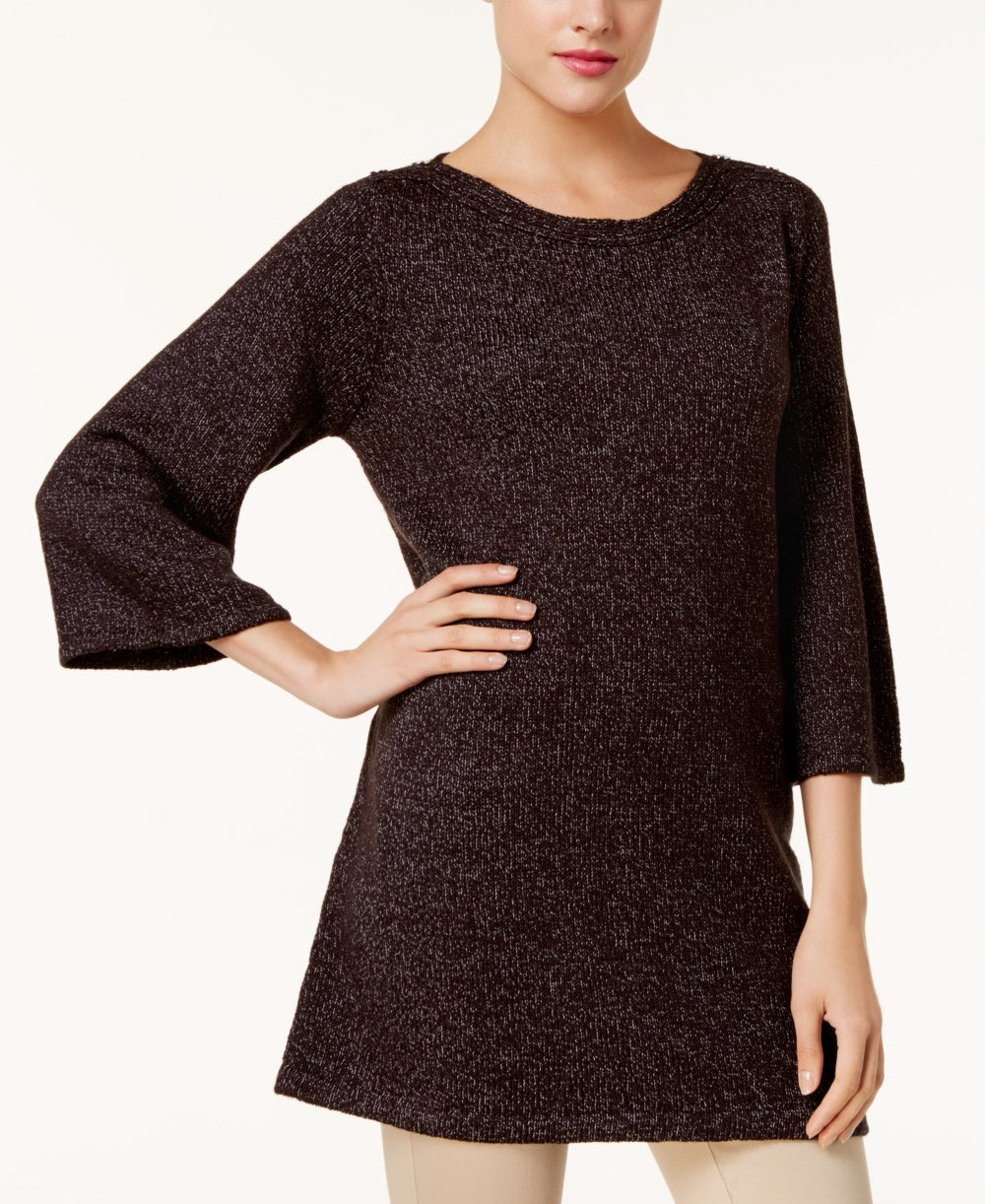 Karen Scott Suéter Feminino Gola Canoa Marmorizada Preto Tamanho P