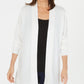 Karen Scott Cardigan Feminino Manga Longa Frente Aberta Branco Tamanho Médio