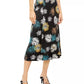 Saia envelope sintética com estampa floral Alfani feminina, preta, tamanho 8