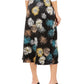 Saia envelope sintética com estampa floral Alfani feminina, preta, tamanho 8