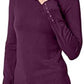 Suéter feminino JM Collection com gola redonda e punhos abotoados, roxo, tamanho grande