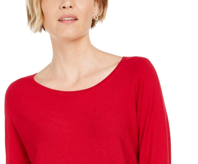 JM Collection Suéter Feminino com Manga Dolman e Tachas Vermelho Tamanho P