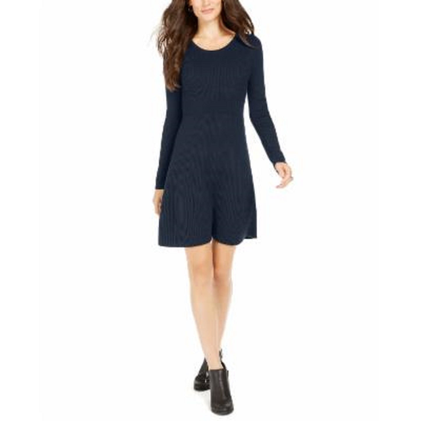 Vestido suéter de malha canelada feminino Style &amp; Co, azul-marinho, tamanho pequeno