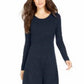 Vestido suéter de malha canelada feminino Style &amp; Co, azul-marinho, tamanho pequeno