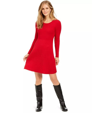 Vestido suéter de malha canelada feminino Style &amp; Co, vermelho, tamanho pequeno