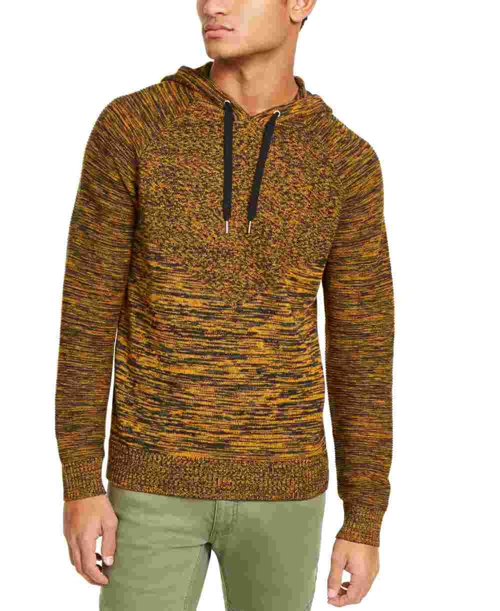 Suéter com capuz e malha canelada Monster da INC International Concepts para homens, amarelo escuro, tamanho grande