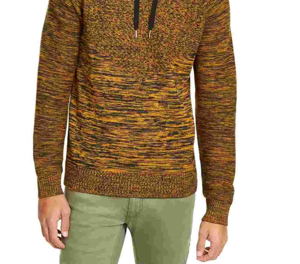 Suéter com capuz e malha canelada Monster da INC International Concepts para homens, amarelo escuro, tamanho grande