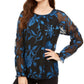 Blusa feminina Alfani Velvet Burnout com manga transparente, vermelha, tamanho X-G